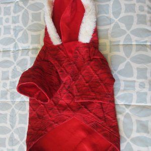FRISCO BRAND RED PET HOODIE SWEATER WITH FAKE FUR AROUND FACE